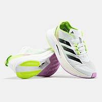 Білі демісезонні текстильні чоловічі кросівки Adidas Adizero Boston 12 Адідас Адізеро