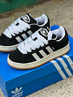 Чорні замшеві жіночі кросівки Adidas Campus Core Black