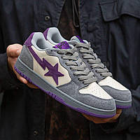 Сірі замшеві жіночі кросівки BAPE COURT STA LOYAL PURPLE
