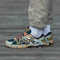 Бежеві з синім шкіряні чоловічі кросівки Asics Gel-Kahana 8 Демісезонні кросівки Асікс