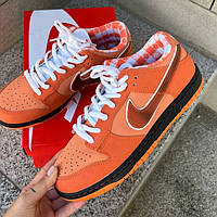 Оранжеві шкіряні жіночі кросівки Nike SB Dunk Low "Orange Lobster"