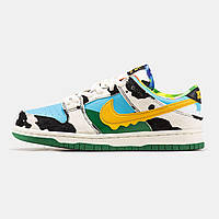 Голубі шкіряні жіночі кросівки Nike SB Dunk Low x Ben & Jerry's