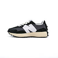 Чорні замшеві жіночі кросівки New Balance 327 Black White Premium