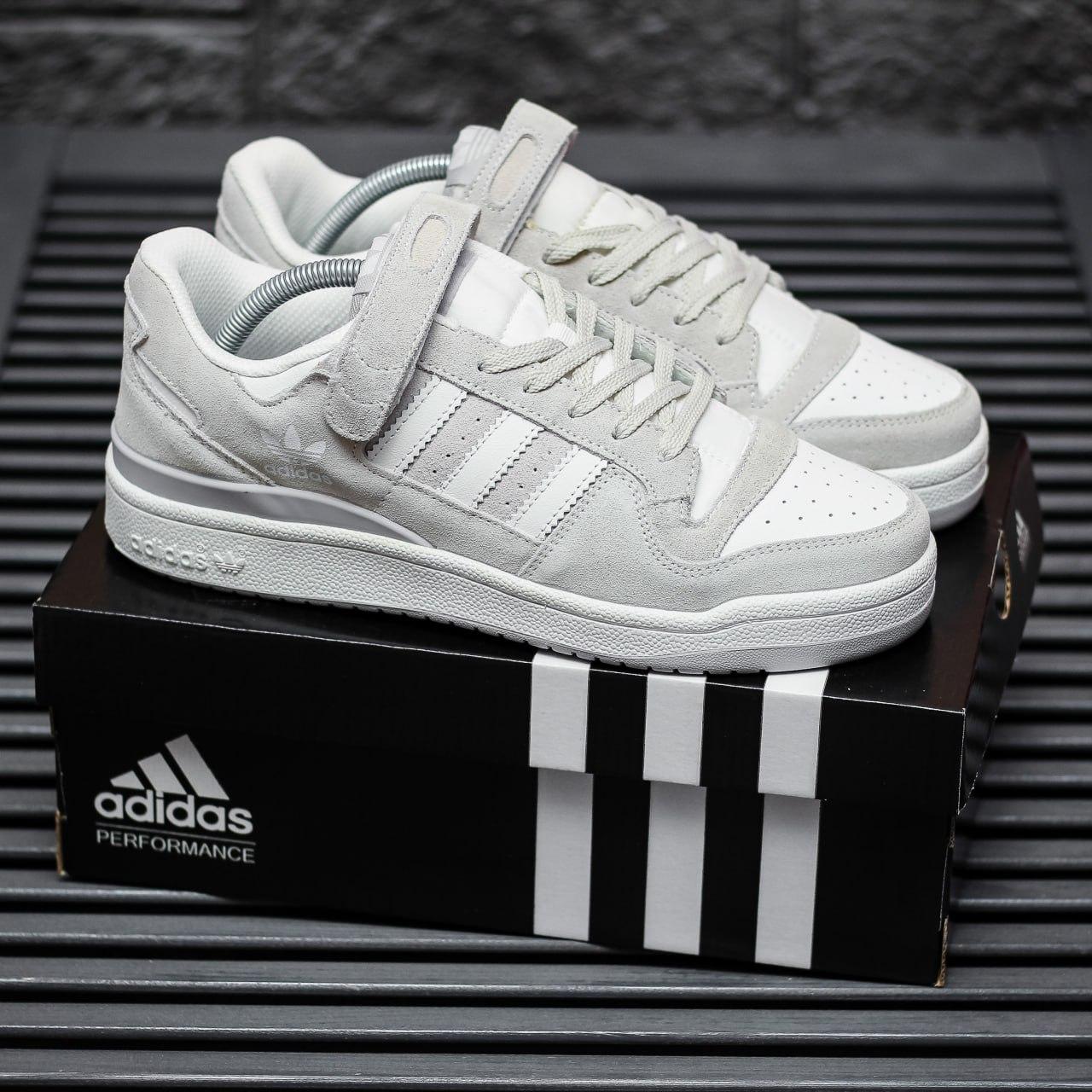 Сірі кросівки Adidas Forum 84 Low Light Grey White, фото 1