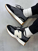 Чорні замшеві жіночі кросівки New Balance 327 Black White Gum