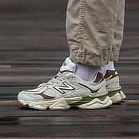 Сірі з бежевим замшеві чоловічі кросівки New Balance 9060