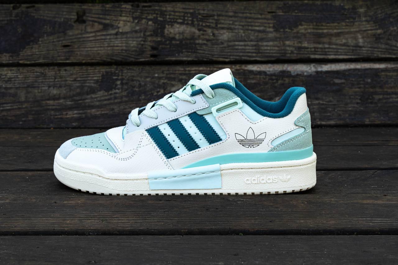 Біло-сині кросівки Adidas Forum Exhibit Low Grey Mint, фото 1