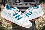 Біло-сині кросівки Adidas Forum Exhibit Low Grey Mint, фото 3