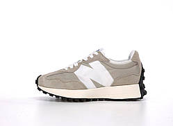 Сірі замшеві жіночі кросівки New Balance 327 Gray Beige Premium