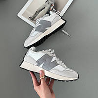 Сірі замшеві жіночі кросівки New Balance 327 Gray Premium