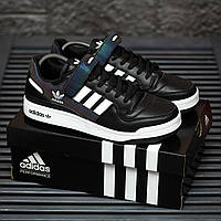 Чорні шкіряні кросівки Adidas Forum