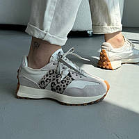Бежеві замшеві жіночі кросівки New Balance 327 Beige/Leopard