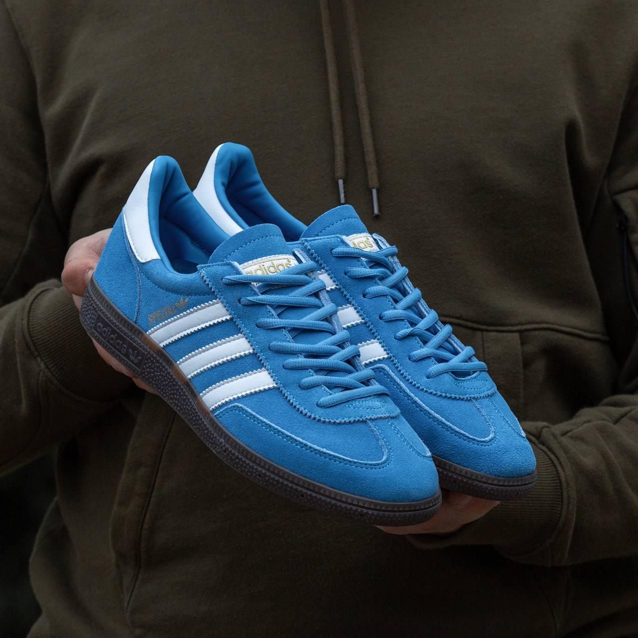 Голубі замшеві чоловічі кросівки Adidas Spezial Handball Демісезонні кросівки Адідас Спешл, фото 1
