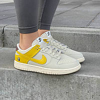 Жовті шкіряні жіночі кросівки Nike Dunk Low LX Banana