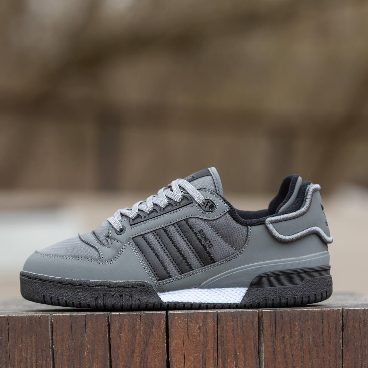 Сірі шкіряні чоловічі кросівки Adidas Benito x Bad Bunny Grey, фото 1