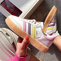 Білі шкіряні жіночі кросівки Adidas Samba White Демісезонні кеди Адідас Самба