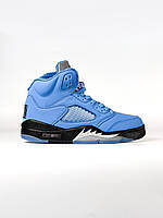 Голубі шкіряні чоловічі кросівки Nike Air Jordan 5 UNC Blue \ Найк аїр Джордан 5 Демісезонні