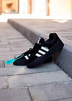 Чорні замшеві кроссовки Adidas Campus
