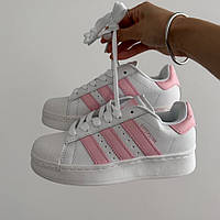 Білі шкіряні жіночі кросівки Adidas Superstar 2W Platform