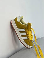 Жовті замшеві жіночі кросівки Adidas Campus