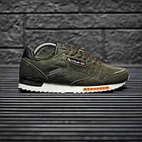 Оливкові демісезонні замшеві чоловічі кросівки Reebok Classic M Army Green кросівки Рібок класік весняні Хакі