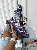 Фіолетові замшеві жіночі кросівки New Balance 9060 Violet Noir