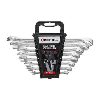 Набір ключів комбінованих 8 шт (6, 8, 10, 12, 13, 14, 17, 19 мм), PROF DIN3113 INTERTOOL XT-1002