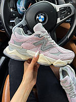 Рожеві замшеві жіночі кросівки New Balance 9060 Pink Grey