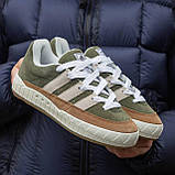 Оливкові чоловічі замшеві кросівки Adidas Adimatic x Human Made Khaki Brown Premium, фото 2