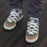 Оливкові чоловічі замшеві кросівки Adidas Adimatic x Human Made Khaki Brown Premium, фото 3