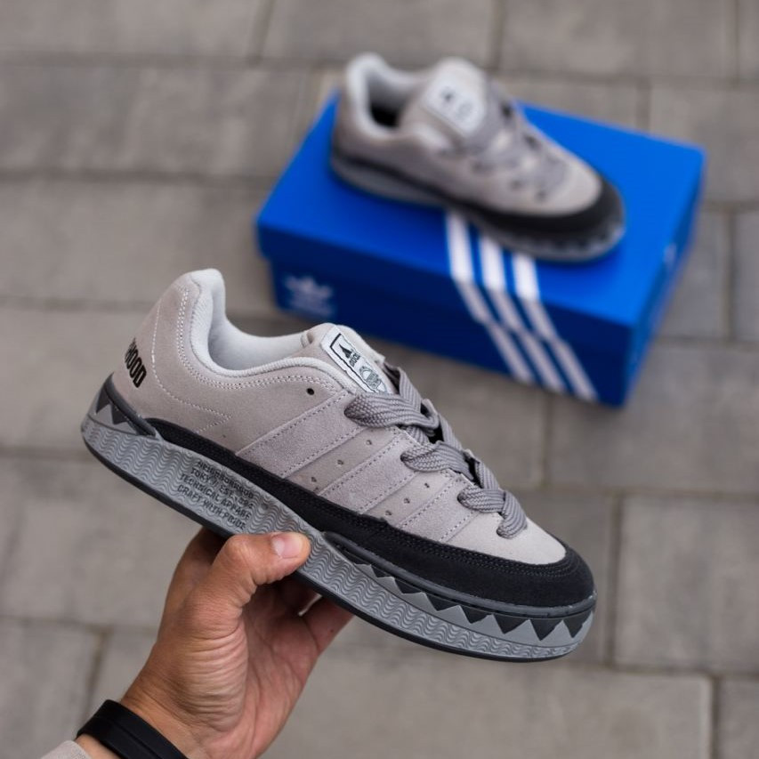 Сірі чоловічі замшеві кросівки Adidas Adimatic x Neighborhood Grey, фото 1