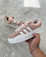 Рожеві замшеві жіночі кросівки Adidas Campus