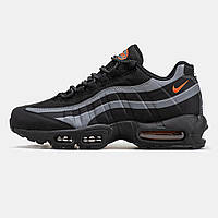 Чорні шкіряні чоловічі кросівки Nike Air Max 95 Black Демісезонні Найк Аїр Макс 95