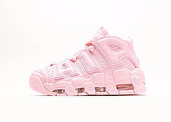 Рожеві шкіряні жіночі кросівки Nike Air More Uptempo