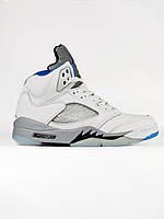 Білі жіночі шкіряні кросівки Nike Air Jordan 5 Retro GS 'Stealth' / Демісезон Найк аїр Джордан 5