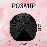 Шапка для сну жіноча на голову атласна із синтетичного штучного шовку Hechpro чорна (05), фото 2