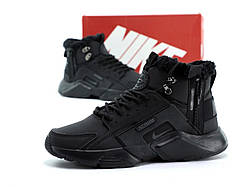 Зимові чорні чоловічі кросівки Nike Huarache X Acronym Mid на хутрі