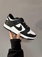 Зимові чорні з білим чоловічі шкіряні кросівки Nike SB Dunk Black White Fur кросівки Найк СБ Данк на хутрі