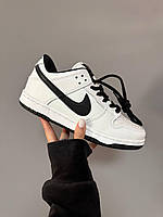 Зимові білі жіночі шкіряні кросівки Nike SB Dunk WHITE / BLACK Fur кросівки Найк СБ Данк на хутрі