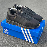 Зимові замшеві чорні чоловічі термо кросівки Adidas Iniki Runner