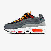 Сірі шкіряні чоловічі кросівки Kim Jones x Nike Air Max 95 “Total Orange” Демісезонні Найк Аїр Макс 95