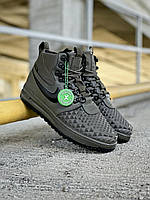 Зимові шкіряні чоловічі кросівки Nike Lunar Force 17 Duckboot Хакі Хутро