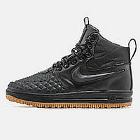 Зимові шкіряні чорні чоловічі кросівки Nike Lunar Force 17 Duckboot Хутро