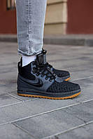 Зимові шкіряні сірі чоловічі кросівки Nike Lunar Force 17 Duckboot Хутро