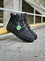 Зимові шкіряні чорні чоловічі кросівки Nike Lunar Force 17 Duckboot Хутро