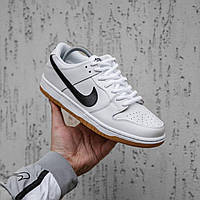 Зимові білі шкіряні чоловічі кросівки Nike SB Dunk Low на хутрі