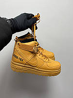 Зимові коричневі шкіряні чоловічі кросівки Nike Air Force Gore-Tex На хутрі