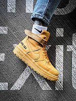 Зимові коричневі шкіряні чоловічі кросівки Nike Air Force Gore-Tex Термо