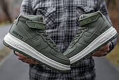Зимові оливкові шкіряні чоловічі кросівки Nike Air Force Gore-Tex Термо Хакі