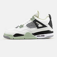 Демісезонні білі шкіряні чоловічі кросівки Nike Air Jordan 4 Retro Seafoam